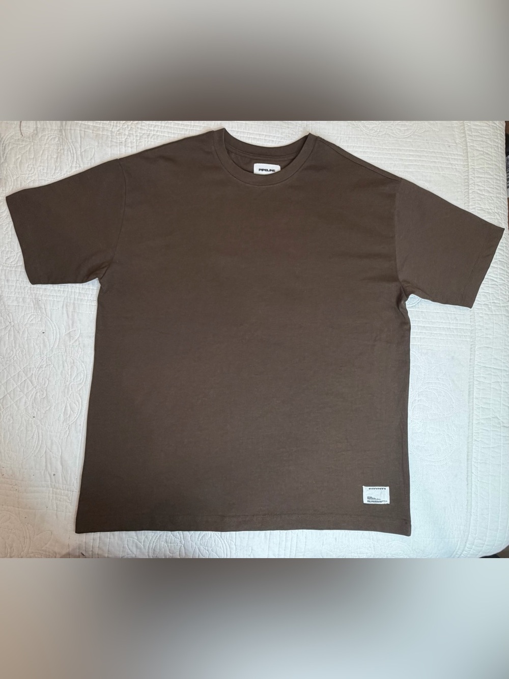 Pipeline Oversized Men’s Shirt Large Dark Mocha Brown Crew Neck NWOT